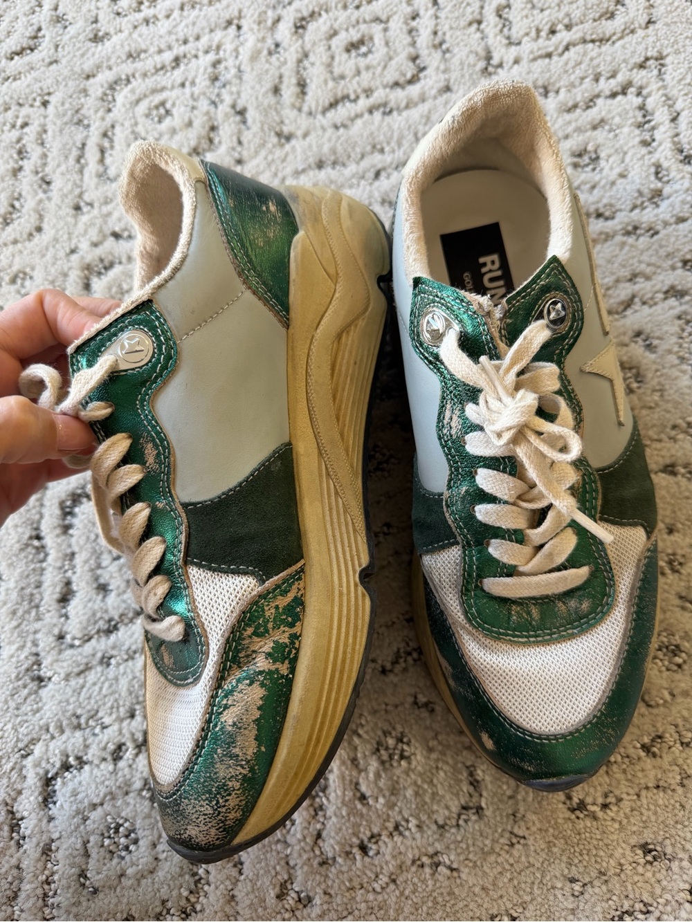 Golden Goose Wmns Running Sole 'Metallic Green'  Sz 38 - Picture 6 of 10